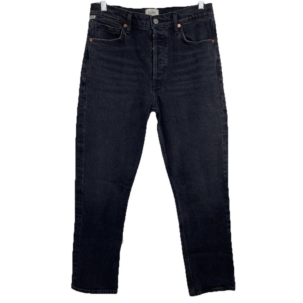 CITIZENS OF HUMANITY Charlotte High Rise Straight Jean In Black Sz 28